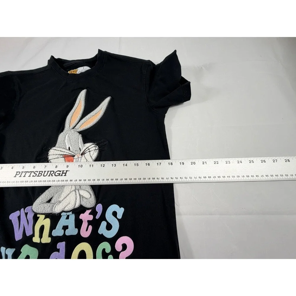 Looney Tunes Bugs Bunny Graphic Tee Retro Y2K Style Embroidery Cartoon Nostalgia